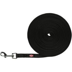 Trixie Tracking Dog Leash, rubberised. S–M: 10m/15 mm, black