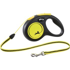 flexi New NEON cord lead S 5m. 12kg. Dog Lead black/neon yellow