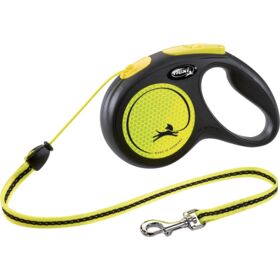 flexi New NEON cord lead M 5m. 20kg. Dog Lead black/neon yellow