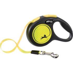 flexi New NEON Tape Dog Lead XS 3m. 12kg. neon yellow