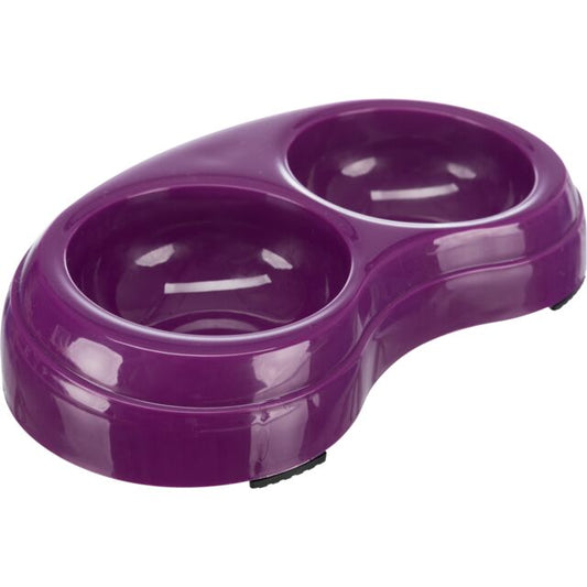 Trixie Plastic Double Bowl for Cats or Dogs 2x0.2lt. 10cm/25x4x13cm.